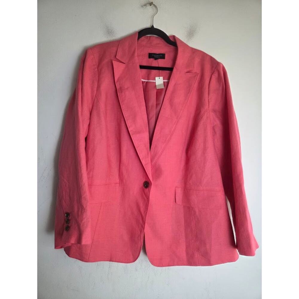 NWT Talbots Pink 100% Linen Single Breasted 1 Button Blazer size 22W Petite